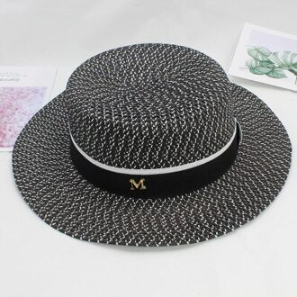 Zon Hoeden Platte Top Brede Rand Effen Kleur Lint Band Vrouwen Hoeden Lente Zomer Zwart Wit Zomer Lente Strand Outdoor vrouwen Hoeden