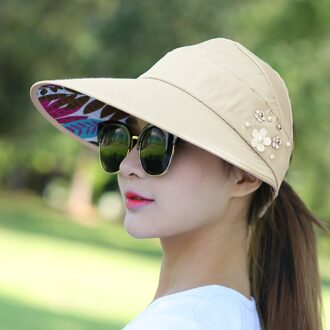 Zon Hoeden Voor Vrouwen Vizieren Hoed Vissen Fisher Strand Hoed Uv Bescherming Cap Zwart Casual Womens Zomer Caps Paardenstaart Breed rand Hoed khaki