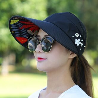 Zon Hoeden Voor Vrouwen Vizieren Hoed Vissen Fisher Strand Hoed Uv Bescherming Cap Zwart Casual Womens Zomer Caps Paardenstaart Breed rand Hoed