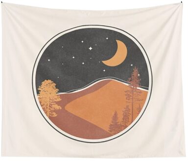 Zon Maan Abstract Bergen Zonsondergang Tapijt Muur Opknoping Art Woonkamer Kamer Home Decor Tafelkleed Tapestries95x73CM