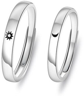 Zon Maan Liefde Paar Ring Student Memorial Voor Vriendin Verstelbare Ring Mannen En Vrouwen Engagement Sieraden 1 A paar- of rings