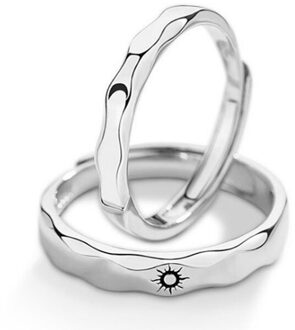 Zon Maan Liefde Paar Ring Student Memorial Voor Vriendin Verstelbare Ring Mannen En Vrouwen Engagement Sieraden 2 A paar- of rings