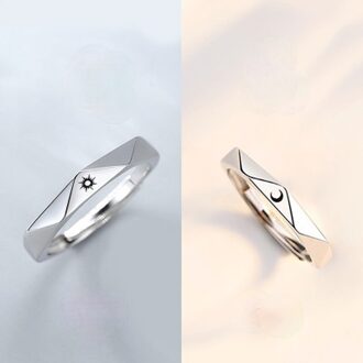 Zon Maan Liefde Paar Ring Student Memorial Voor Vriendin Verstelbare Ring Mannen En Vrouwen Engagement Sieraden 2 dames maan Ring