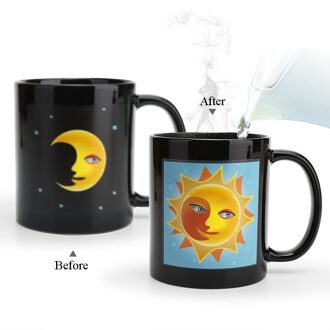 Zon Maan Temperatuur Veranderende Mokken, Kleur Veranderende Kameleon Mokken Warmtegevoelige Cup Koffie Thee Melk Mok