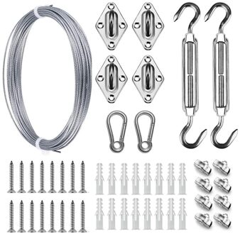 Zon Shade Sail Canopy Kit Luifel Luifel Fix Installatie Accessoire Set Zware Draad Touw Spanschroef Snap Haak Schroef Karabijnhaak Clip