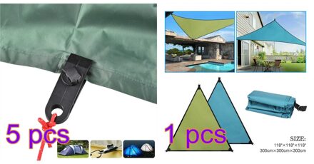 Zon Zonnezeil Tuin Patio Zwembad Luifel Luifel Uv Blok Shade Sail Onderdak Waterdichte Outdoor Zonnebrandcrème Tent blauw en 5 Clips