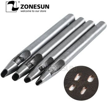 ZONESUN 4pcs Lederen Elliptische Gat Punch Ovale Hoek Afstand Riem Ponsen Gereedschap DIY Craft Leer Puncher Gat Boren Tool