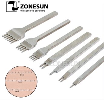 Zonesun Afstand Punch Tool Voor Lederen Gat Ponsen Tool Vetersluiting Stiksels Naaien Diy Leather Craft Gereedschap 1/2/4/6 Prong