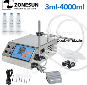 ZONESUN Manual Electric Digital Control Pump Machinery Small Bottle Tube Perfume Mineral Water Juice Oil Liquid Filling Machine
