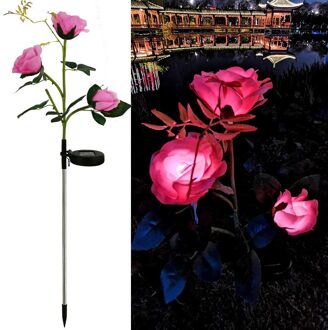 Zonne Bloem Licht Rose Bloem Lamp Led Solar Licht Voor Tuin Decoratie Waterdichte Outdoor Landschap Gazon Lamp Voor Patio Yard roos blauw