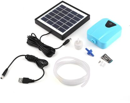 Zonne-energie Dc Opladen Oxygenator Vissen Luchtpomp Water Zuurstof Pomp Vijver Beluchter Met 1 Lucht Steen Aquarium Luchtpomp
