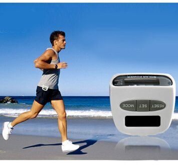 Zonne-energie Elektronische Sport Stappenteller Multifunctionele Stappenteller Wit