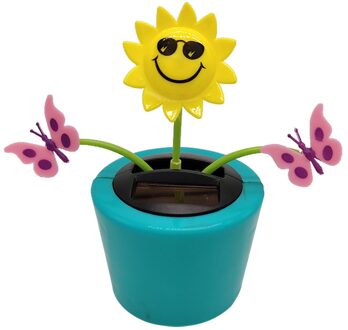 Zonne-energie Insect Bloem Zonnebloem Dancing Swing Pop Flip Flap Speelgoed Home Decor Auto Ornament Bloempot Figuur