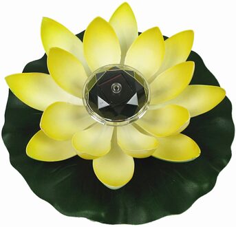 Zonne-energie Led Bloem Licht Drijvende Fontein Vijver Garden Pool Lamp Realistische Lotus Vorm Lampen Lamp Tuin Decoratie # T2P geel
