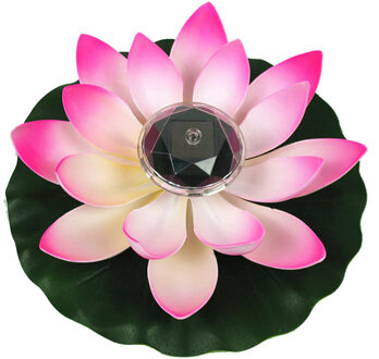 Zonne-energie Led Bloem Licht Drijvende Fontein Vijver Garden Pool Lamp Realistische Lotus Vorm Lampen Lamp Tuin Decoratie # T2P roze