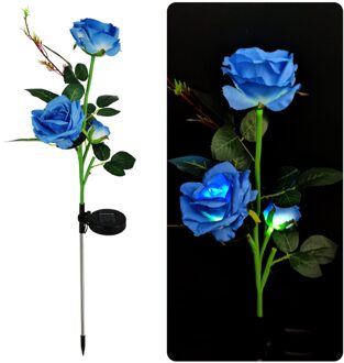 Zonne-energie Led Light Rose Bloem Lamp Simulatie Bloem Solar Lamp Voor Gazon Yard Garden Lichtgevende Bloem Tuin Decoratie Blauw