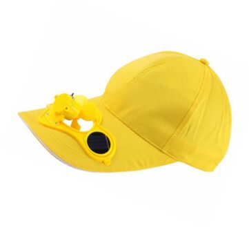 Zonne-energie Oplaadbare Batterij Saving Fan Hoed Zomer -Fan Cooling Cap Geen Schakelaar Ademend Dunne Fan Hoed geel met switch