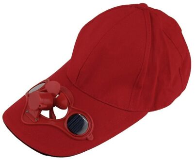 Zonne-energie Oplaadbare Batterij Saving Fan Hoed Zomer -Fan Cooling Cap Geen Schakelaar Ademend Dunne Fan Hoed rood nee switch
