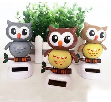 Zonne-energie Uil Dansen Flip Flap Swingende Schudde Zijn Hoofd Voor Auto Decoratie Mooie Dansen Uil Zonne-energie Energie Speelgoed