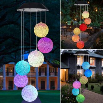 Zonne-energie Wind Chime Light LED kleurrijke diy party Tuin Opknoping Spinner Lamp Kleur Veranderende verlichting strings