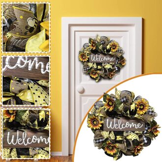 Zonnebloem Bee Krans Voor Voordeur Lente Krans Decor Kunstmatige Handgemaakte Krans Voor Bruiloft Party Opknoping Hangers Ud