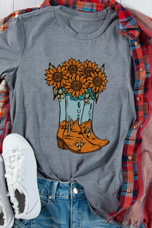 Zonnebloem Boot Graphic T-shirt Donkergrijs