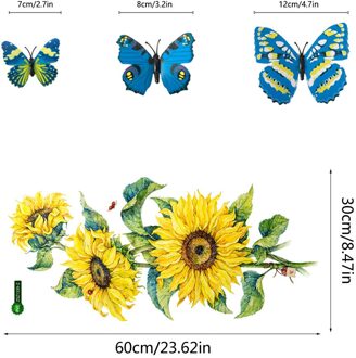Zonnebloem Muurstickers 3D Kleur Stereo Vlinder Creatieve Woonkamer Slaapkamer Decoratie Muurstickers Stickers ZsZ1339