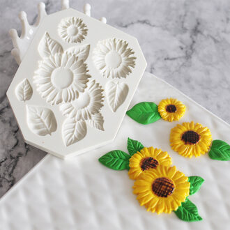 Zonnebloem Shaped Silicone Mold Fondant Suiker Zoetwaren 3D zeep Moulds Cake Decorating Gereedschap