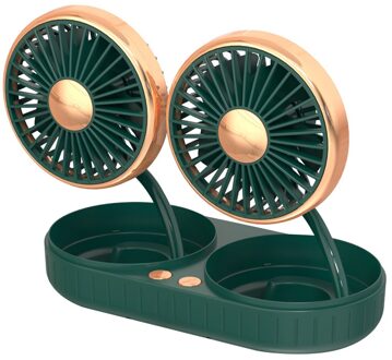 Zonnebloem Stijl Dual/Single Head Auto Koeler Fan Usb Aangedreven 3 Snelheden 5 Blades Koelventilator Voor Auto Desktop home Office Tafel Dual hoofd groen