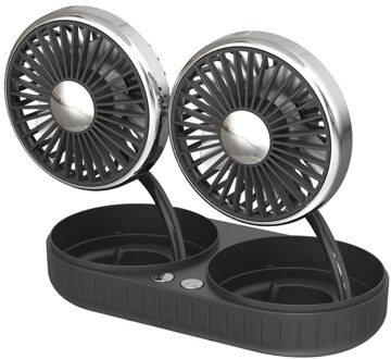 Zonnebloem Stijl Dual/Single Head Auto Koeler Fan Usb Aangedreven 3 Snelheden 5 Blades Koelventilator Voor Auto Desktop home Office Tafel Dual hoofd zwart
