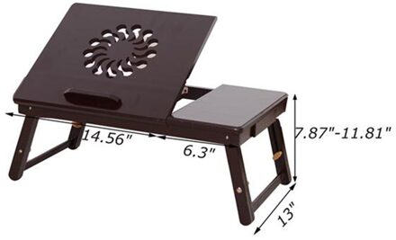 Zonnebloem Verstelbare Computer Tafel Bamboe Boekenplank Bureau Praktische En Modieuze Handige Dubbele-Bloem Patroon 53Cm bruin