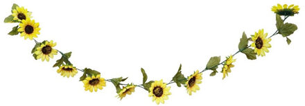 Zonnebloemen slinger - kunstbloem - geel - 220 cm - Kunstplanten