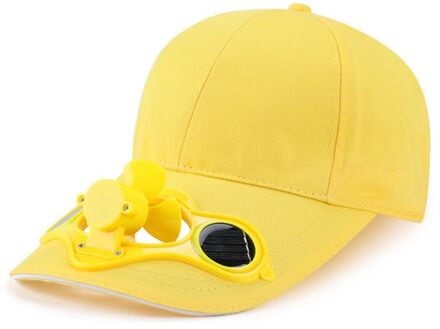 Zonnebrandcrème Aangedreven Ventilator Hoed Zomer Outdoor Sport Hoed Zon Cap Met Solar Fan Fiets Klimmen Baseball Cap geel