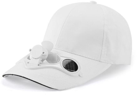 Zonnebrandcrème Aangedreven Ventilator Hoed Zomer Outdoor Sport Hoed Zon Cap Met Solar Fan Fiets Klimmen Baseball Cap wit