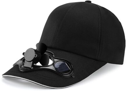 Zonnebrandcrème Aangedreven Ventilator Hoed Zomer Outdoor Sport Hoed Zon Cap Met Solar Fan Fiets Klimmen Baseball Cap zwart