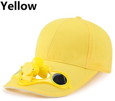 Zonnebrandcrème Zonne-energie Fan Hoed Zomer Outdoor Sport Hoeden Zon Cap Met Solar Cool Fan Fietsen Klimmen Baseball Cap geel