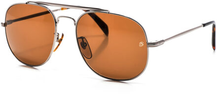 Zonnebril 7004/s Cat. 3 Rond Staal Zilver/bruin