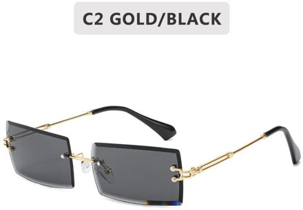 Zonnebril Dames Mode Vrouwen Lens Shades Retro Snijden Randloze Brillen Gradiënt Zon Frameloze Bril Wome C2