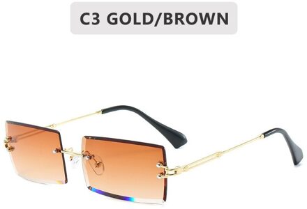 Zonnebril Dames Mode Vrouwen Lens Shades Retro Snijden Randloze Brillen Gradiënt Zon Frameloze Bril Wome C3