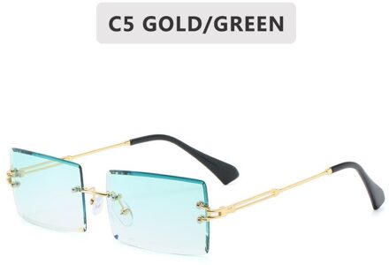 Zonnebril Dames Mode Vrouwen Lens Shades Retro Snijden Randloze Brillen Gradiënt Zon Frameloze Bril Wome C5