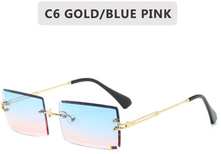 Zonnebril Dames Mode Vrouwen Lens Shades Retro Snijden Randloze Brillen Gradiënt Zon Frameloze Bril Wome C6