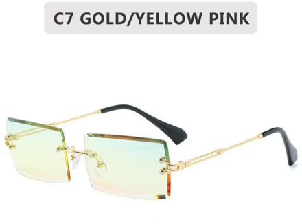 Zonnebril Dames Mode Vrouwen Lens Shades Retro Snijden Randloze Brillen Gradiënt Zon Frameloze Bril Wome C7