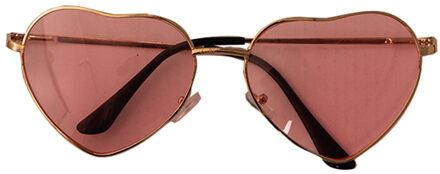 Zonnebril - Hippie Flower Power Sixties - hartjes glazen - roze
