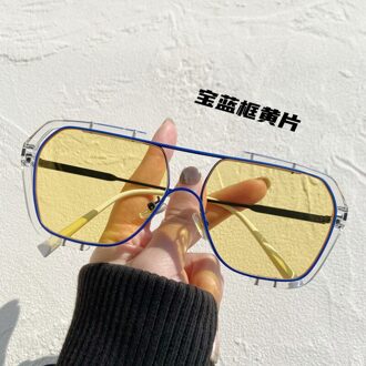 Zonnebril Vierkante Vrouwen Mannen Zonnebril Vrouw Eyewear Brillen Pc Frame Clear Lens UV400 Schaduw Mode Rijden Outdoor blauw geel