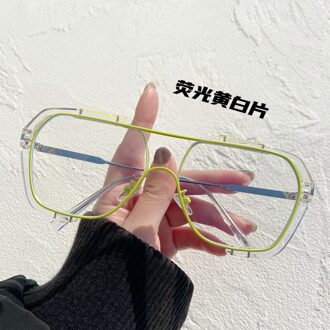 Zonnebril Vierkante Vrouwen Mannen Zonnebril Vrouw Eyewear Brillen Pc Frame Clear Lens UV400 Schaduw Mode Rijden Outdoor geel transparant