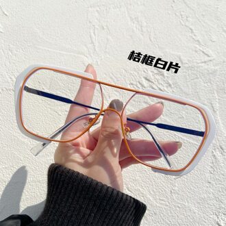 Zonnebril Vierkante Vrouwen Mannen Zonnebril Vrouw Eyewear Brillen Pc Frame Clear Lens UV400 Schaduw Mode Rijden Outdoor oranje transparant