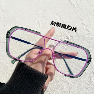 Zonnebril Vierkante Vrouwen Mannen Zonnebril Vrouw Eyewear Brillen Pc Frame Clear Lens UV400 Schaduw Mode Rijden Outdoor paars transparant