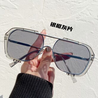 Zonnebril Vierkante Vrouwen Mannen Zonnebril Vrouw Eyewear Brillen Pc Frame Clear Lens UV400 Schaduw Mode Rijden Outdoor zilver grijs