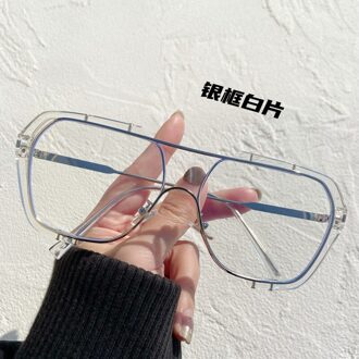 Zonnebril Vierkante Vrouwen Mannen Zonnebril Vrouw Eyewear Brillen Pc Frame Clear Lens UV400 Schaduw Mode Rijden Outdoor zilver transparant