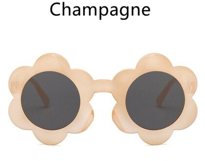 Zonnebril Voor Kids Ronde Bloem Leuke Bril Uv-bescherming Kinderen Meisje Jongen Eyewear Pak Voor Party Fotografie Outdoor champagne